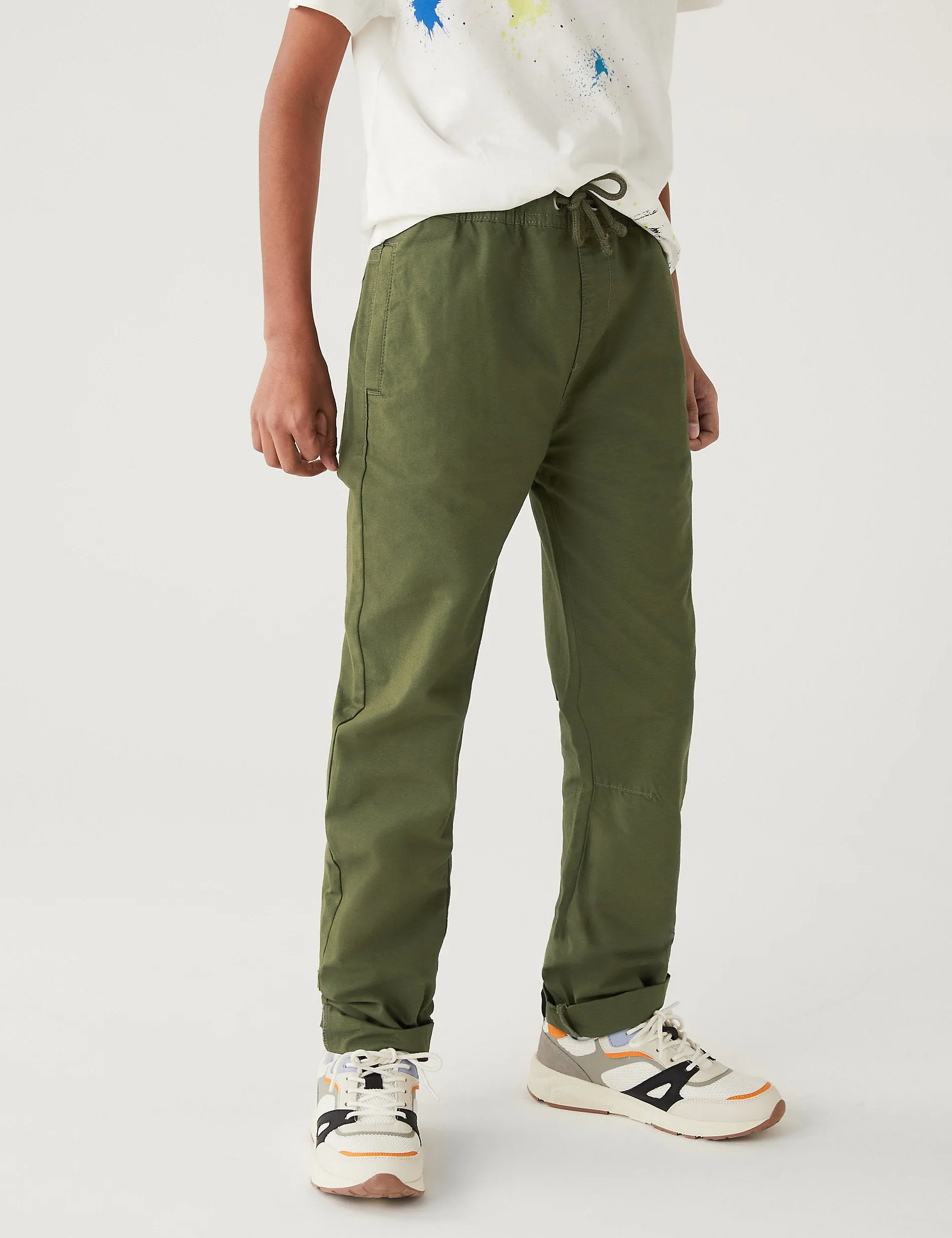 2 pairs of pure cotton ripstop trousers (ages 6-16) Marks & Spencer, khaki mix