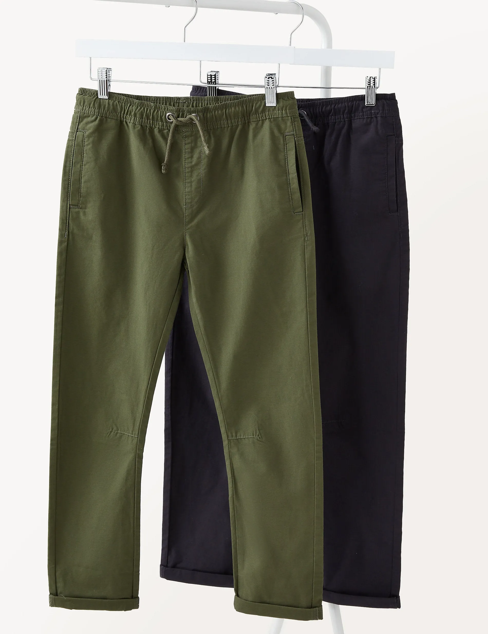 2 pairs of pure cotton ripstop trousers (ages 6-16) Marks & Spencer, khaki mix