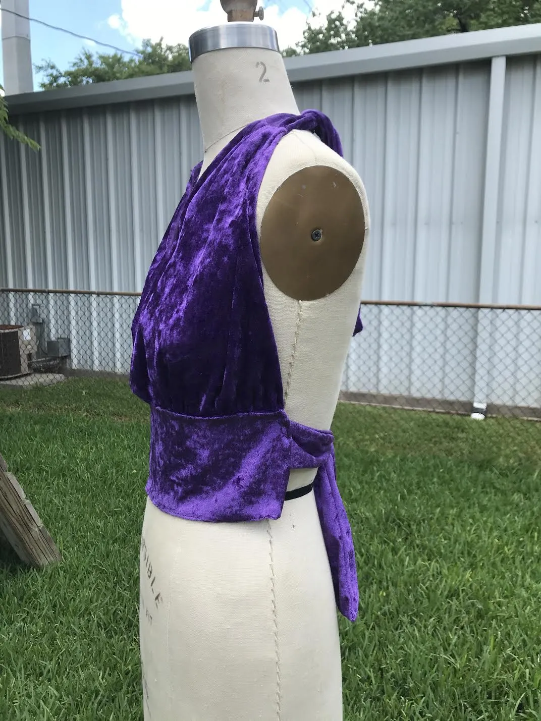 70s Style | Groovy Purple Velvet Boho Hippie Halter Bralette Crop Top | One Size