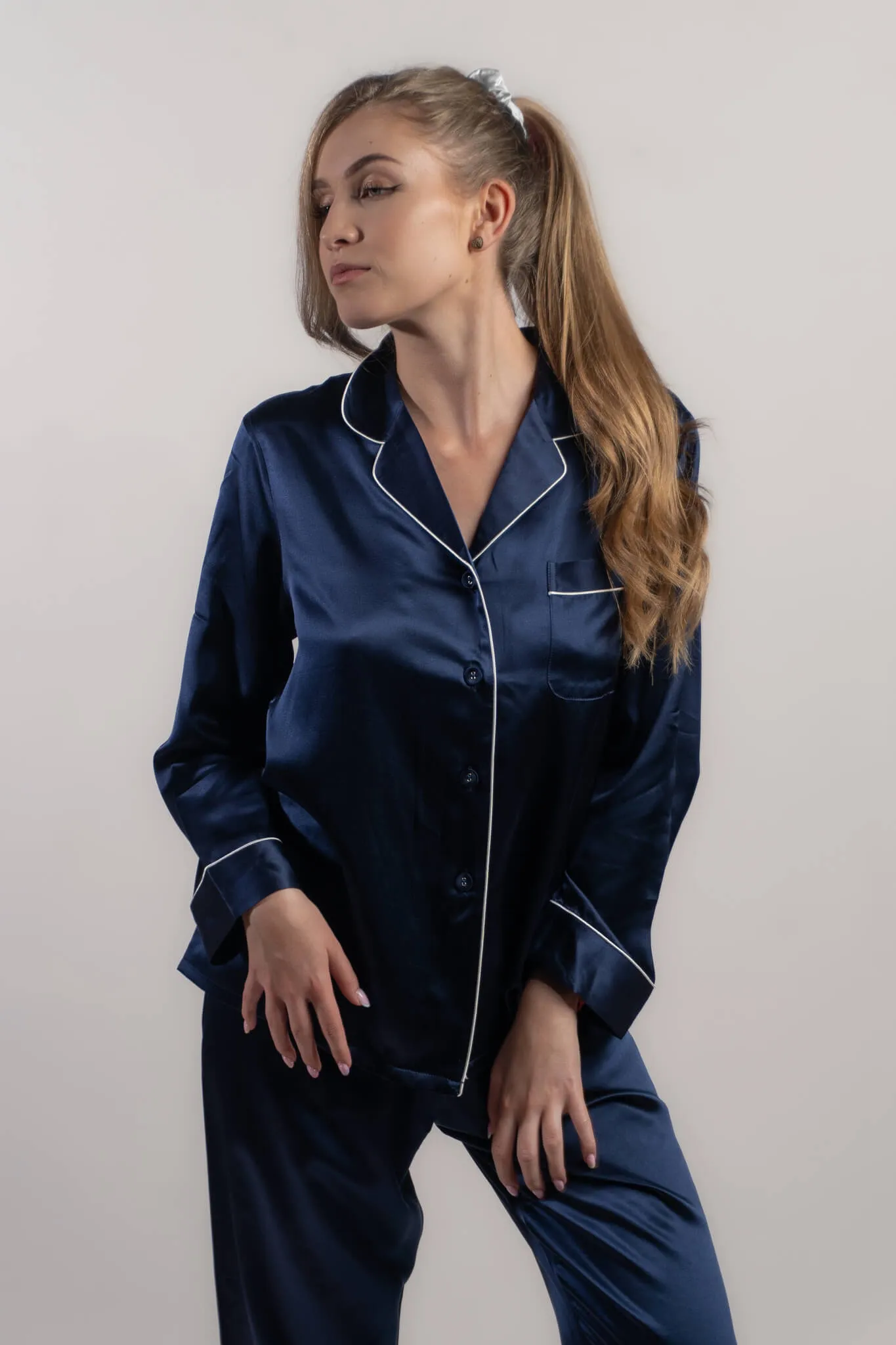 Amalfi Azure Long Silk Pajamas