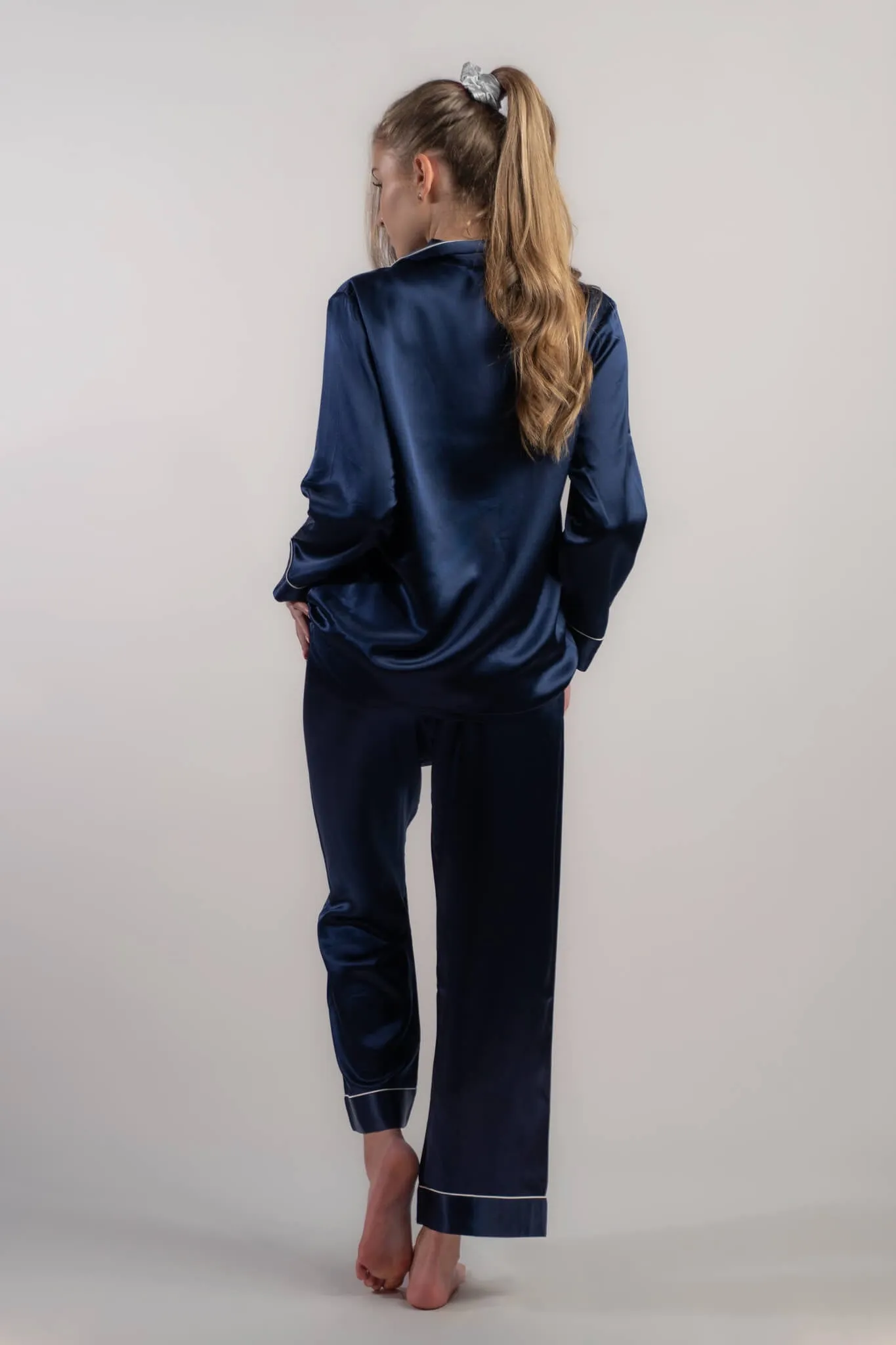 Amalfi Azure Long Silk Pajamas