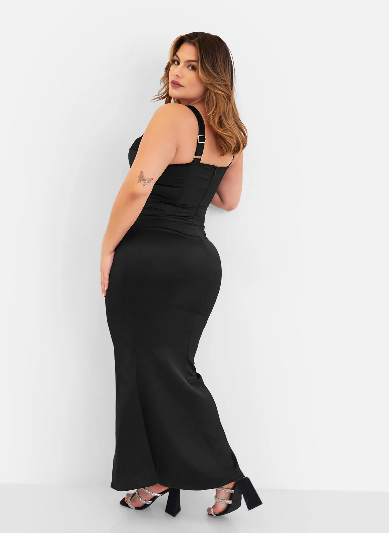 Amara Satin Corset Maxi Bodycon Dress