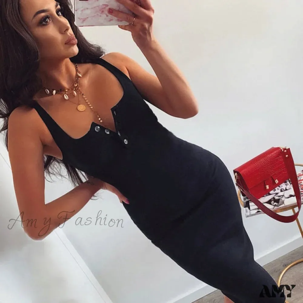 Amy Fashion - Sexy Bodycon Sleeveless Slim Strap Party Dresses