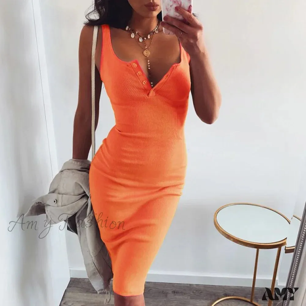 Amy Fashion - Sexy Bodycon Sleeveless Slim Strap Party Dresses