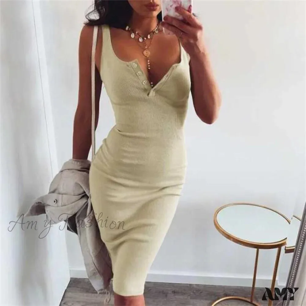 Amy Fashion - Sexy Bodycon Sleeveless Slim Strap Party Dresses