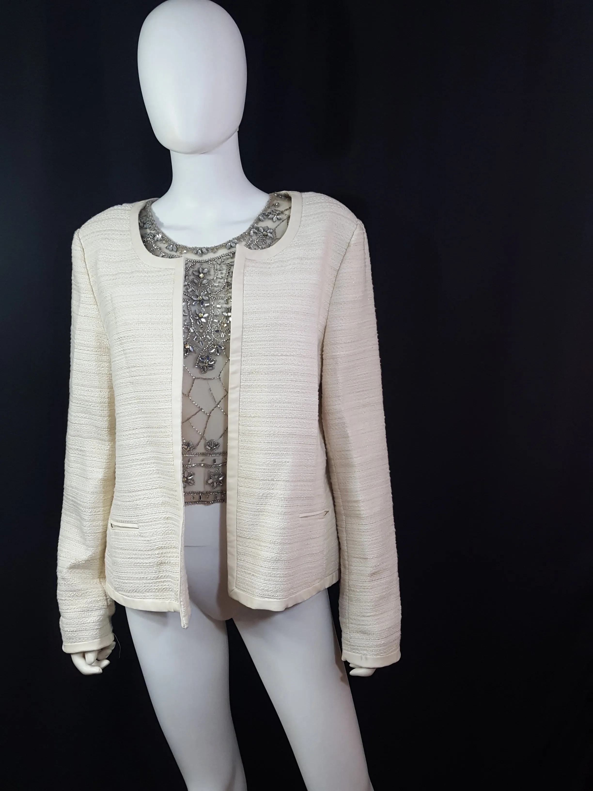 Banana Republic Metallic Collarless Blazer size 14