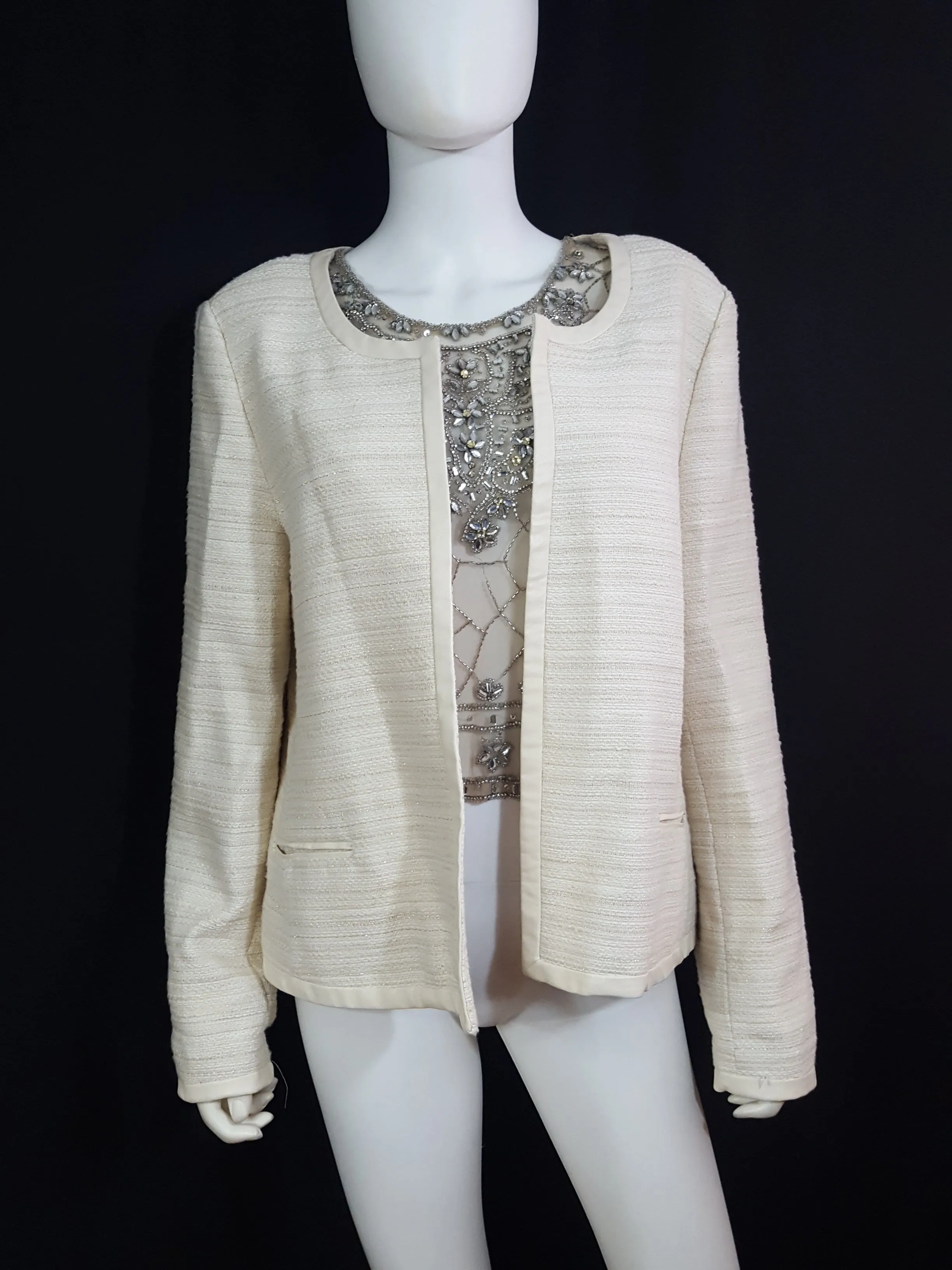 Banana Republic Metallic Collarless Blazer size 14