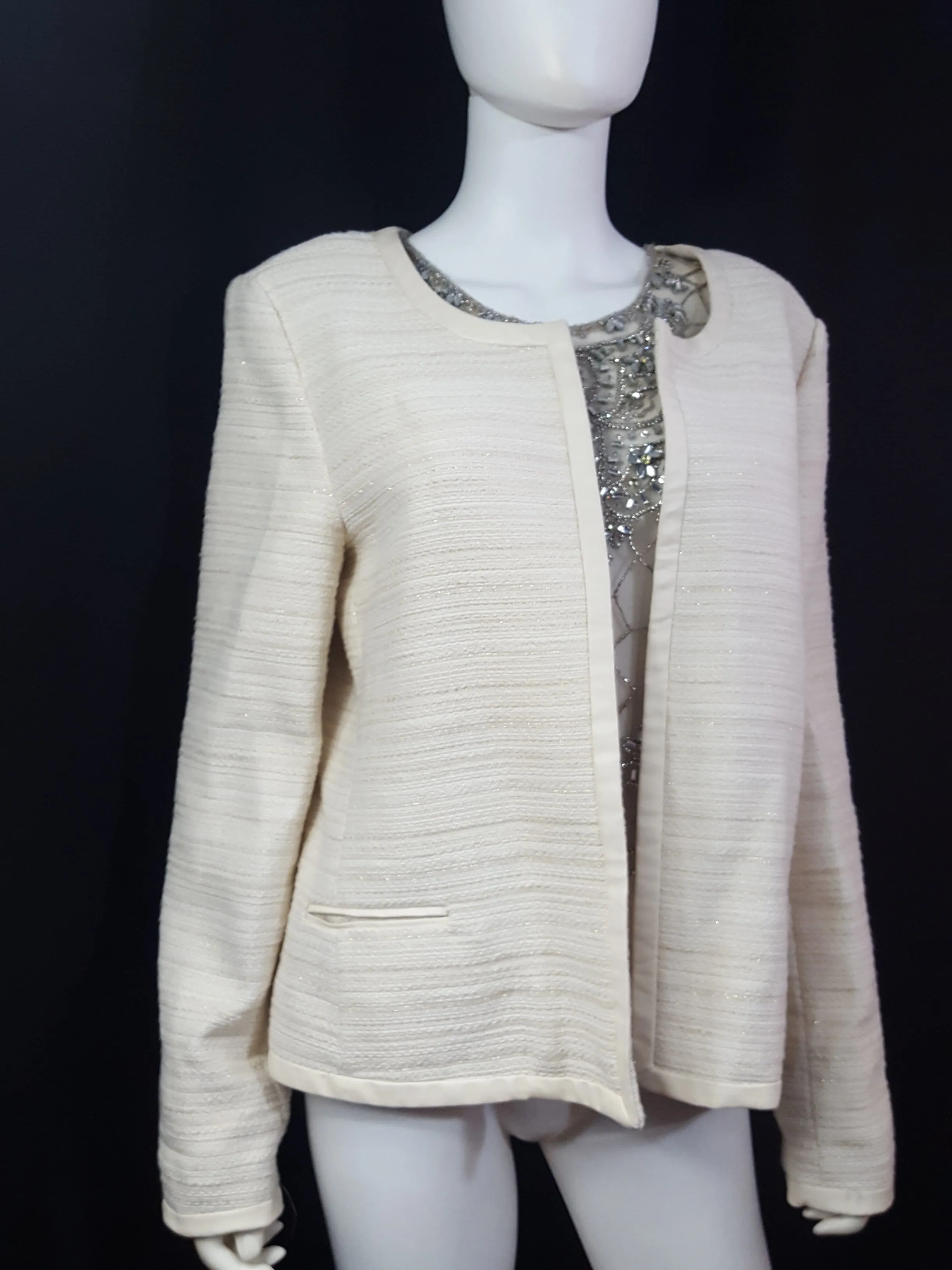 Banana Republic Metallic Collarless Blazer size 14