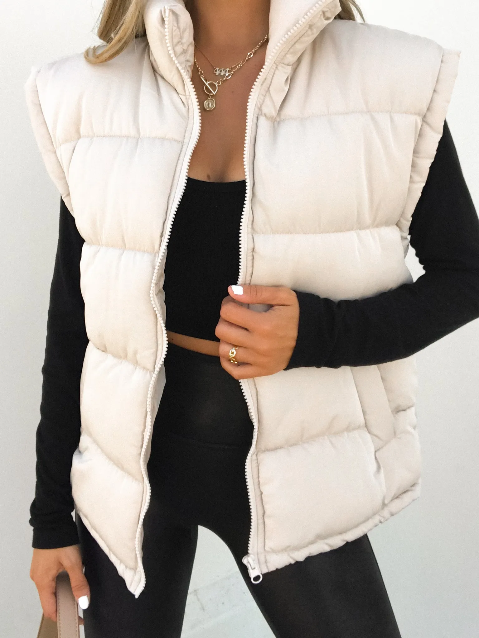 Belong Together Puffer Vest in Ecru