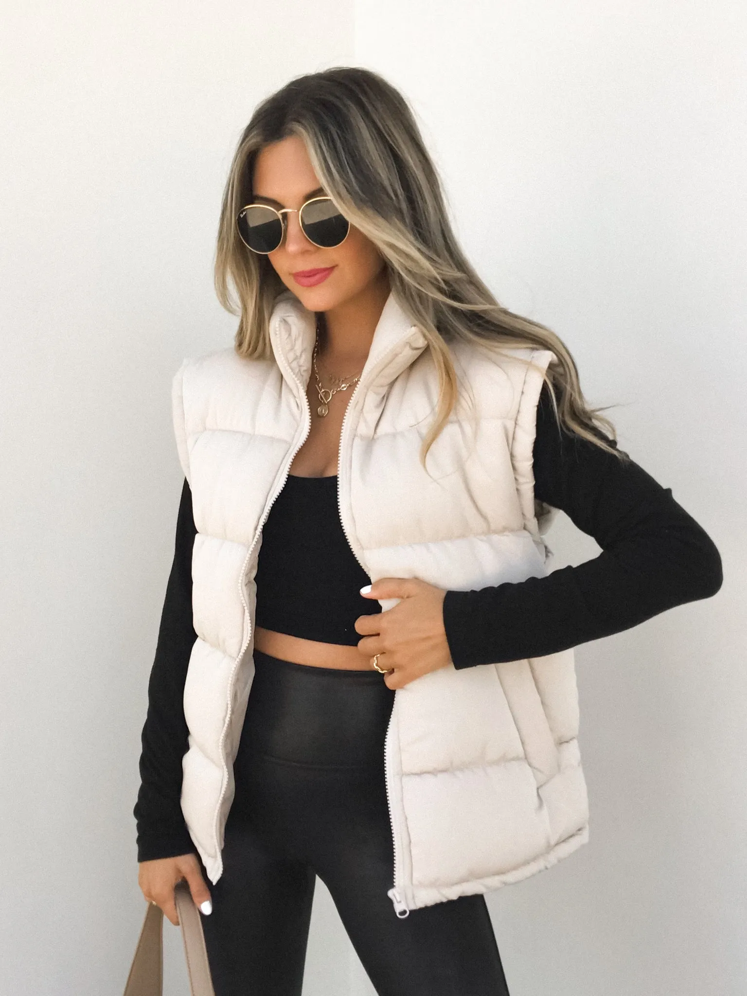 Belong Together Puffer Vest in Ecru