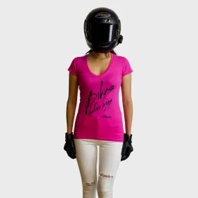 Bikes Before Boys V-Neck Tee {Hot Pink}