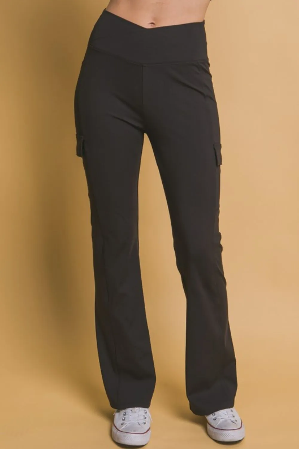 Black Flared Cargo Leggings