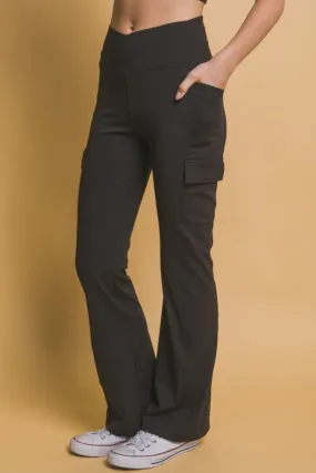 Black Flared Cargo Leggings