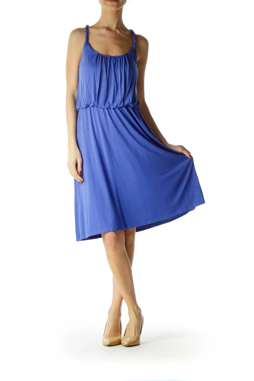 Blue Tank Dress with Cinched Waist