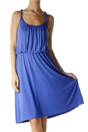 Blue Tank Dress with Cinched Waist