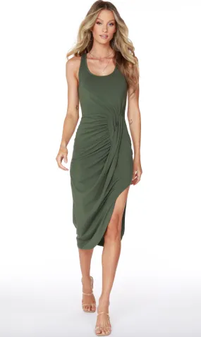 Bobi Ruched Tank Dress-Garden