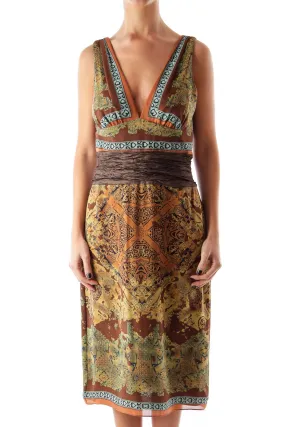 Brown Print Tank Dress