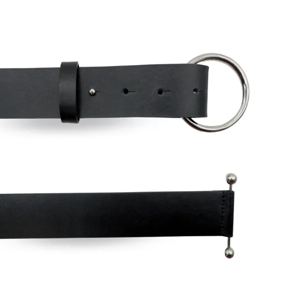 CAMELLIA - Women's Black Genuine Leather Ring Belt