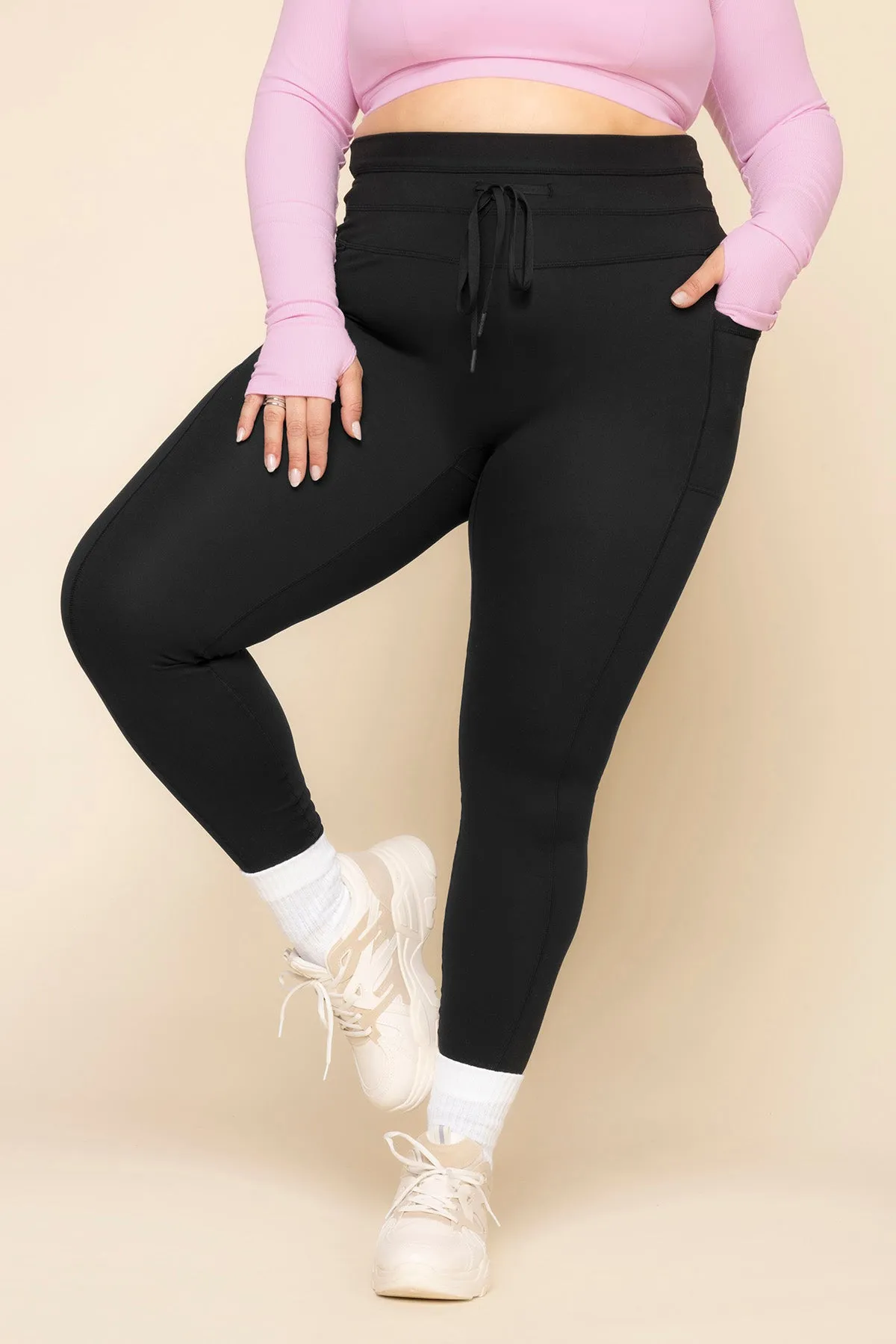 Cargo Leggings with Pockets - Black