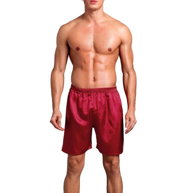 Casual Loose Men'S Satin Silk Pajama Shorts Sleepwear