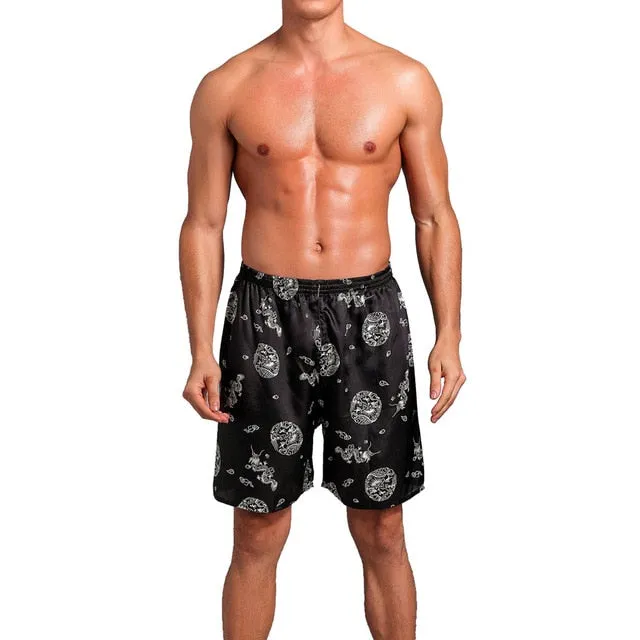 Casual Loose Men'S Satin Silk Pajama Shorts Sleepwear