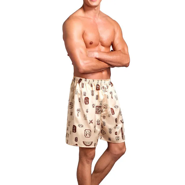 Casual Loose Men'S Satin Silk Pajama Shorts Sleepwear