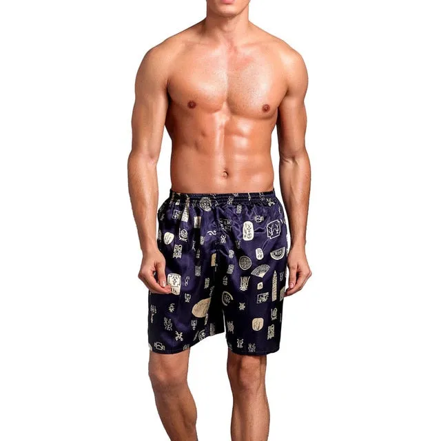 Casual Loose Men'S Satin Silk Pajama Shorts Sleepwear