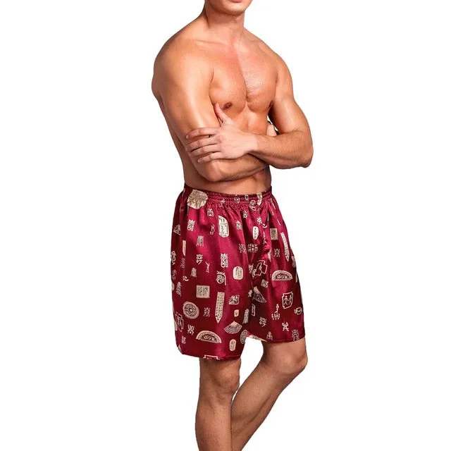 Casual Loose Men'S Satin Silk Pajama Shorts Sleepwear