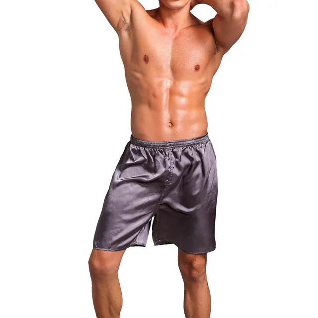 Casual Loose Men'S Satin Silk Pajama Shorts Sleepwear