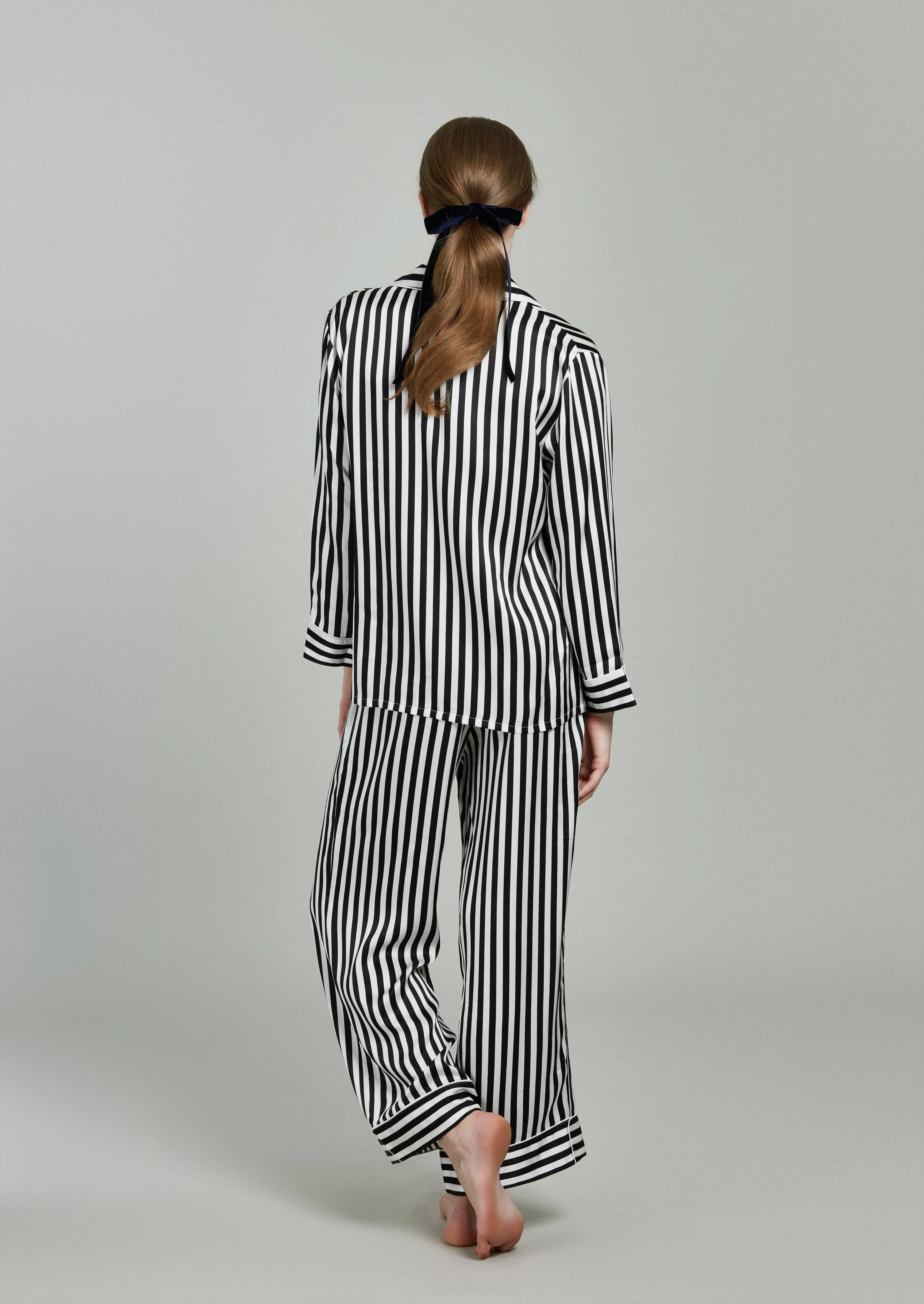 Colette Midnight Striped Silk PJ Set