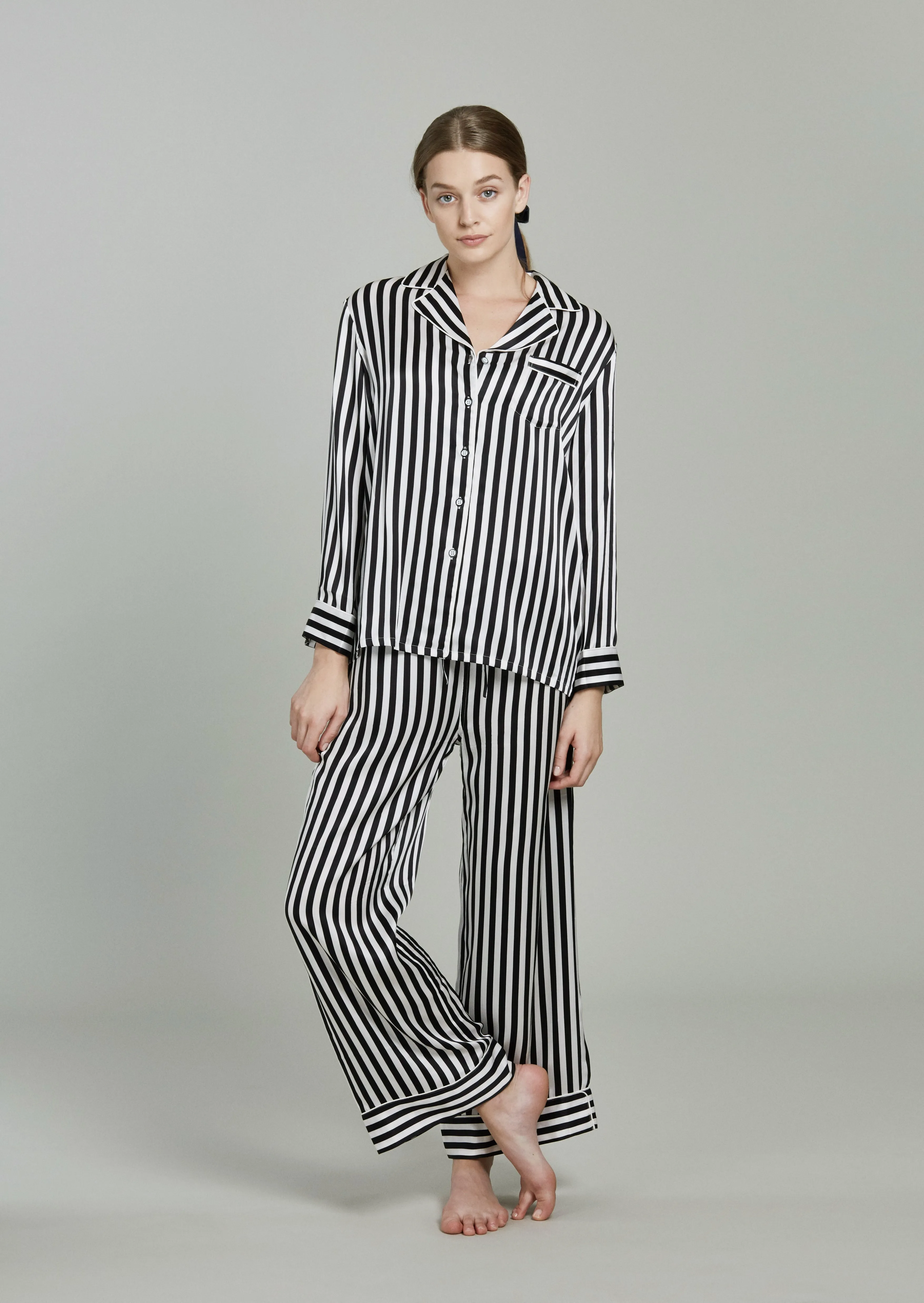 Colette Midnight Striped Silk PJ Set