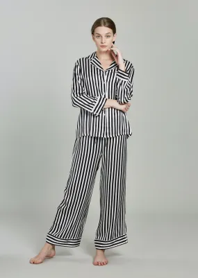 Colette Midnight Striped Silk PJ Set