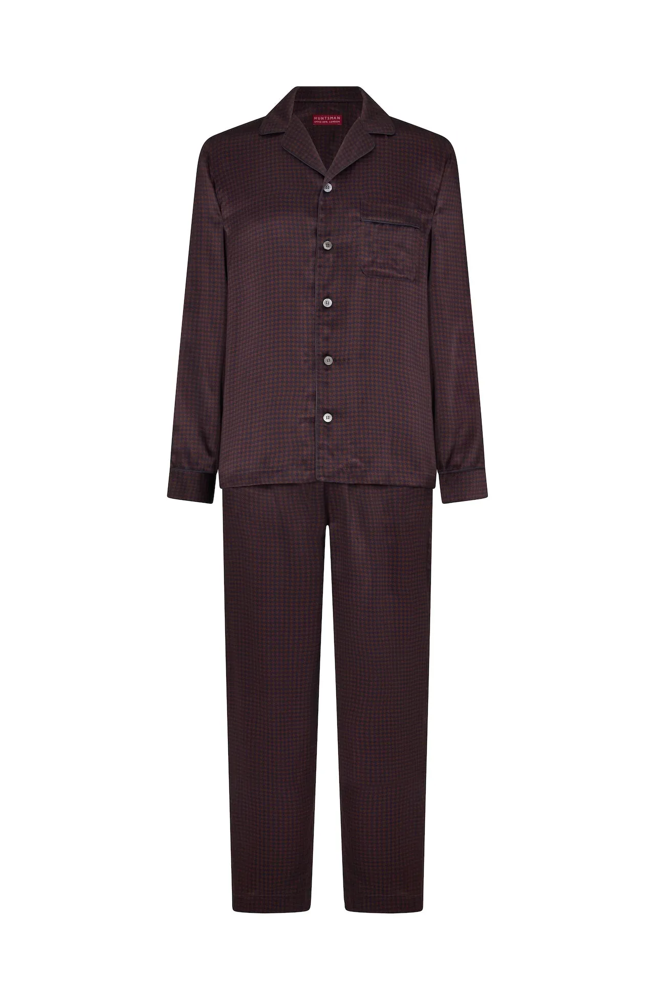 Copper/Navy Houndstooth Silk Pyjamas