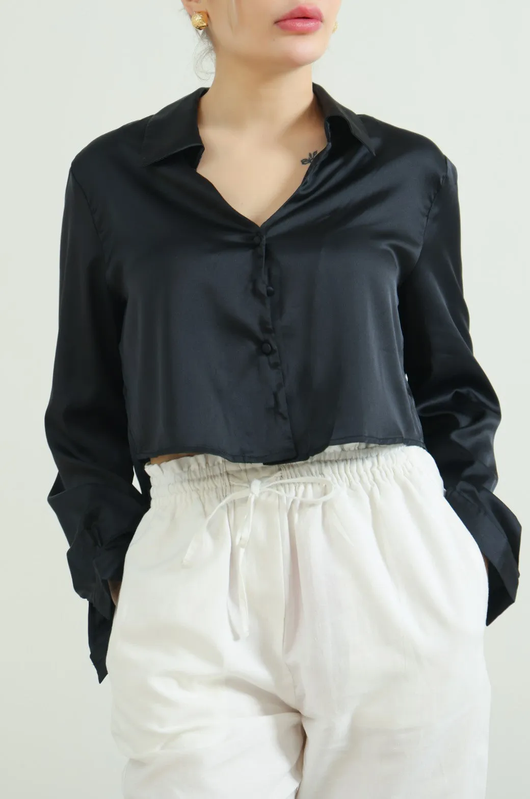 CROPPED SILK SHIRT