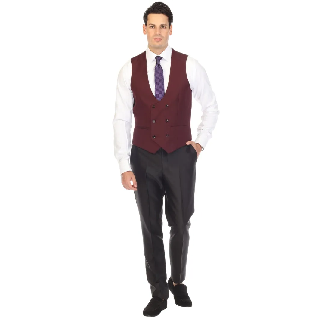 Cruz Mens Double Breasted Burgundy Vest