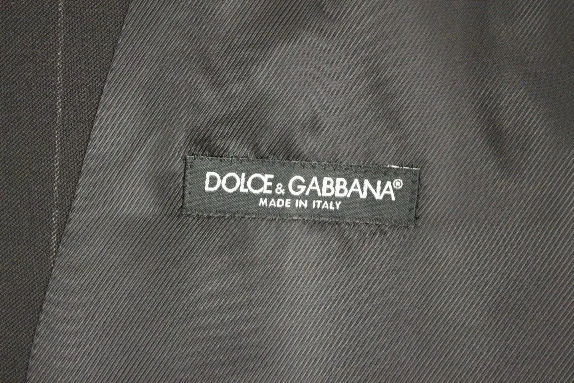 Dolce & Gabbana Black Striped Wool Logo Vest