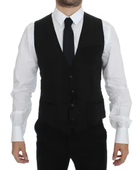 Dolce & Gabbana Black Wool Formal Dress Vest Gilet Jacket