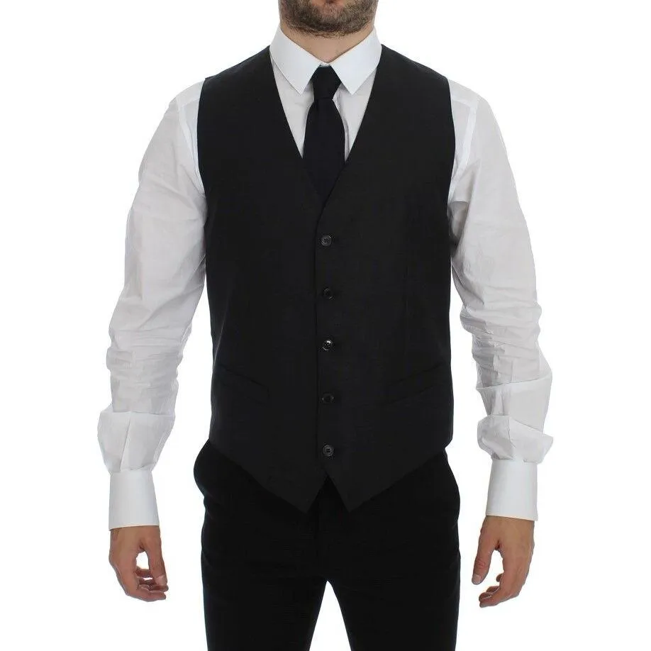 Dolce & Gabbana Elegant Gray Wool Blend Dress Vest