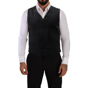 Dolce & Gabbana Elegant Grey Double-Breasted Dress Vest