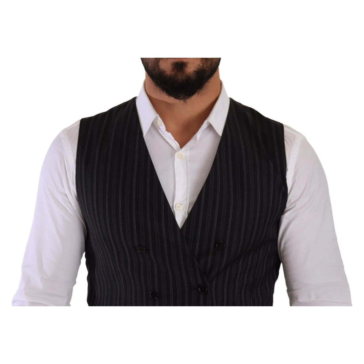 Dolce & Gabbana Elegant Striped Double-Breasted Dress Vest