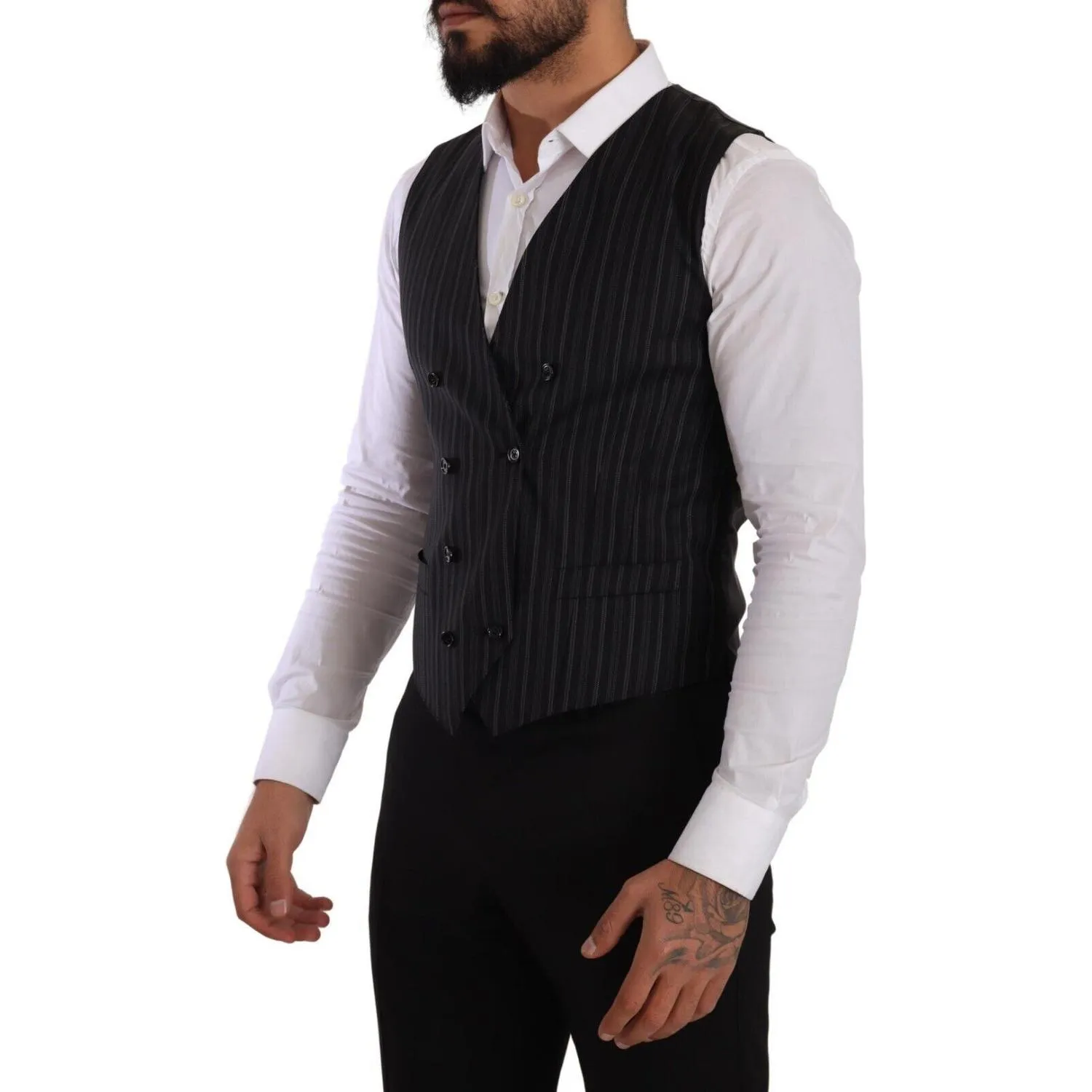 Dolce & Gabbana Elegant Striped Double-Breasted Dress Vest