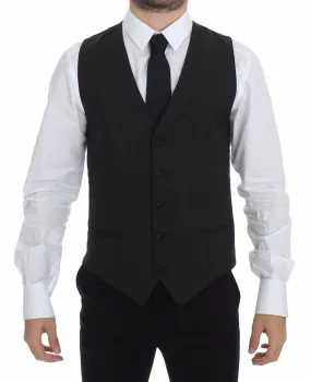 Dolce & Gabbana Gray Wool Stretch Vest Blazer