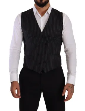 Dolce & Gabbana Men's Striped Double Breasted Waistcoat Vest