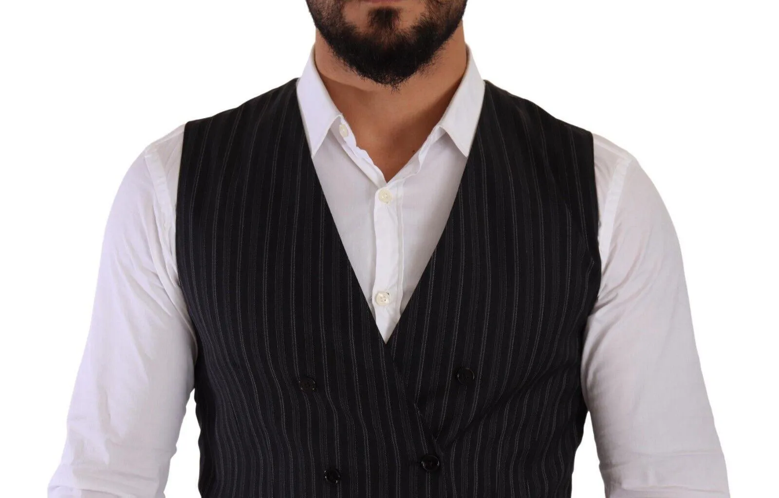 Dolce & Gabbana Men's Striped Double Breasted Waistcoat Vest