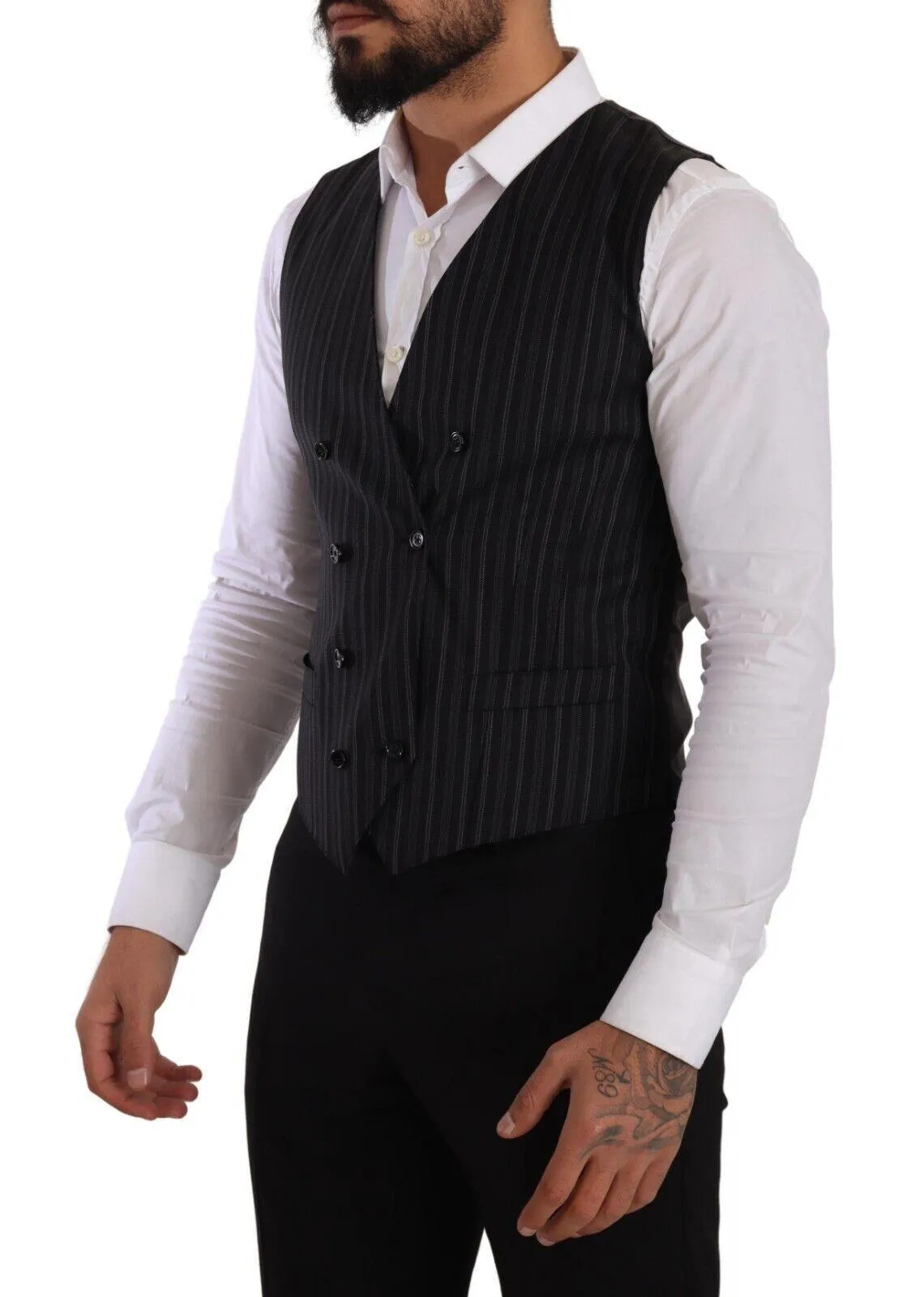 Dolce & Gabbana Men's Striped Double Breasted Waistcoat Vest