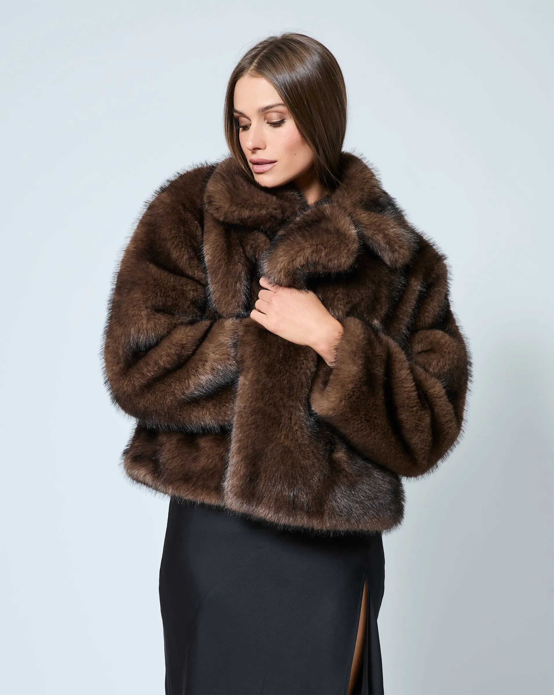 Double Breasted Faux Mink Fur Jacket