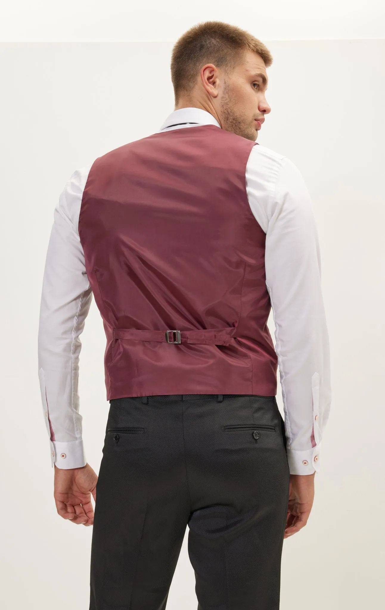 Double Breasted U-Shaped Vest - Burgundy