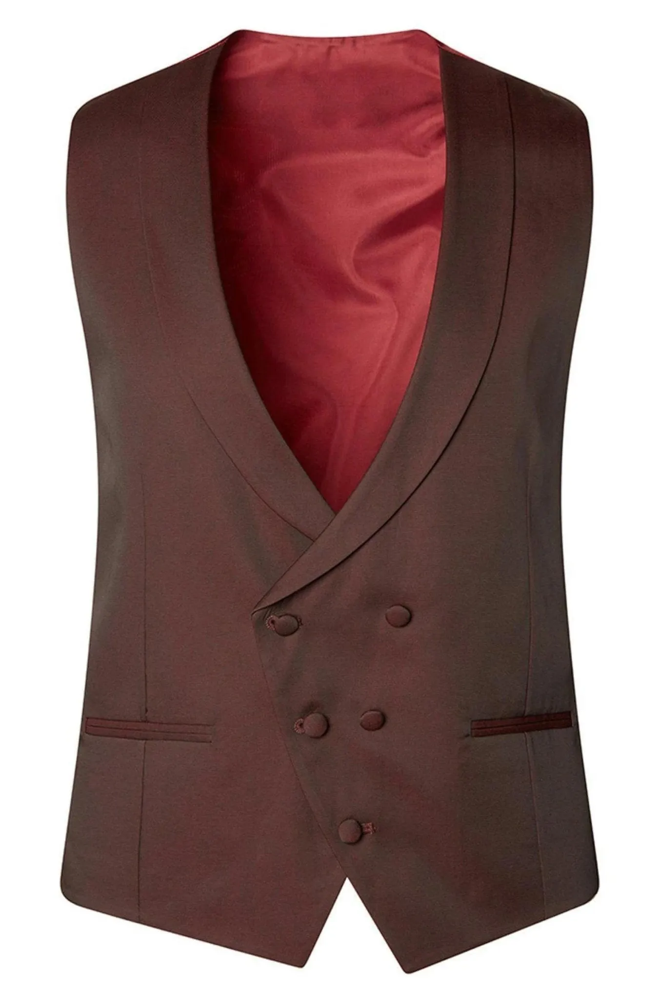 Double Breasted U-Shaped Vest - Burgundy