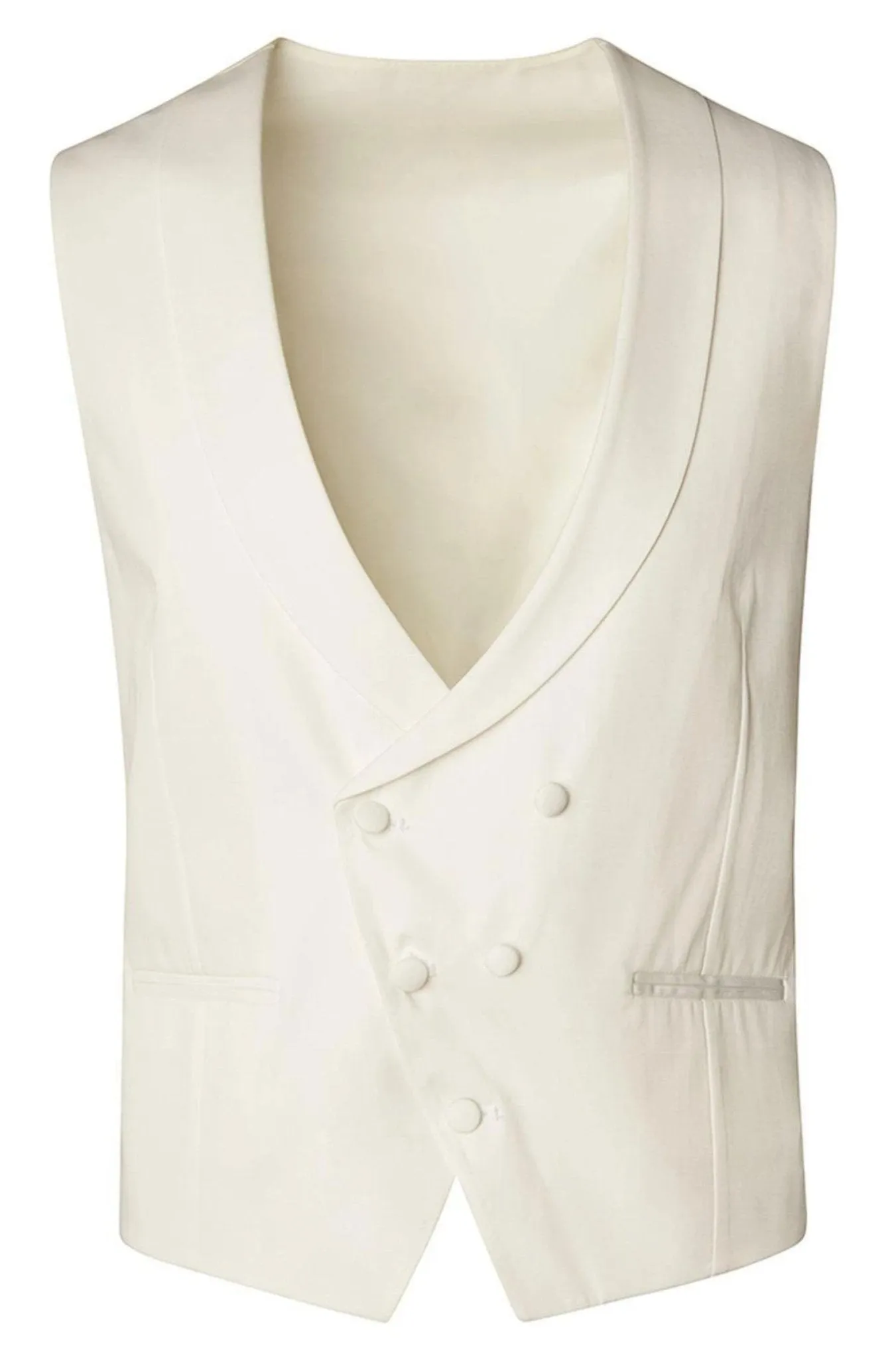 Double Breasted U-Shaped Vest - White