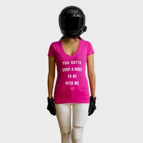 Drop A Knee V-Neck Tee {Hot Pink}